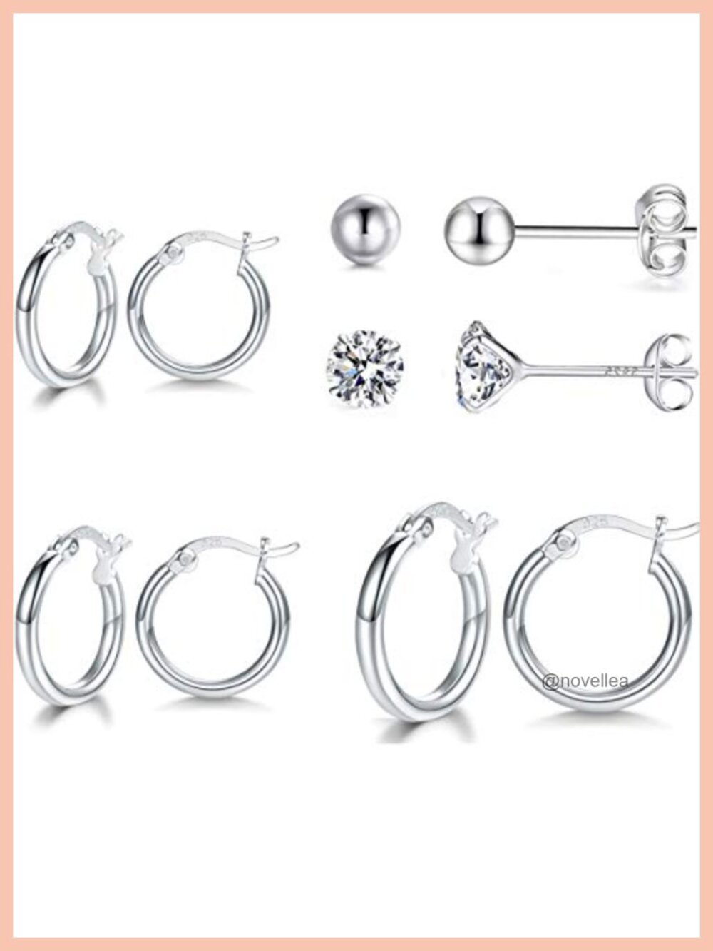 Sterling Silver Huggie Hoop and CZ Stud Earring Set Hypoallergenic